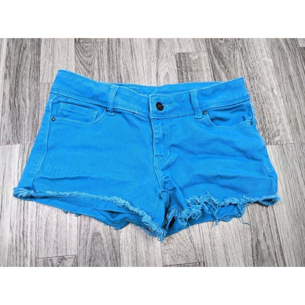 (3/$35) Delias Size 3 / 4 Embroidered Fringe Hem Taylor Denim Blue‎ Teal Shorts
